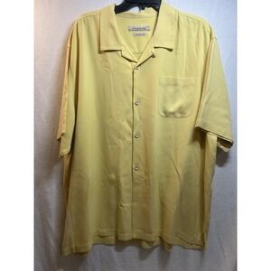Tommy Bahama Men's Yellow Short Sleeve Button-Up Shirt, Size XXL, 100% Silk